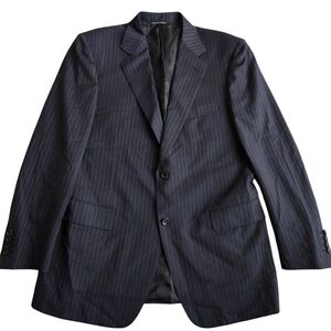 Canali Wool Suit Blazer Men's 42R Black Pinstripe Italian Jacket Double Vented